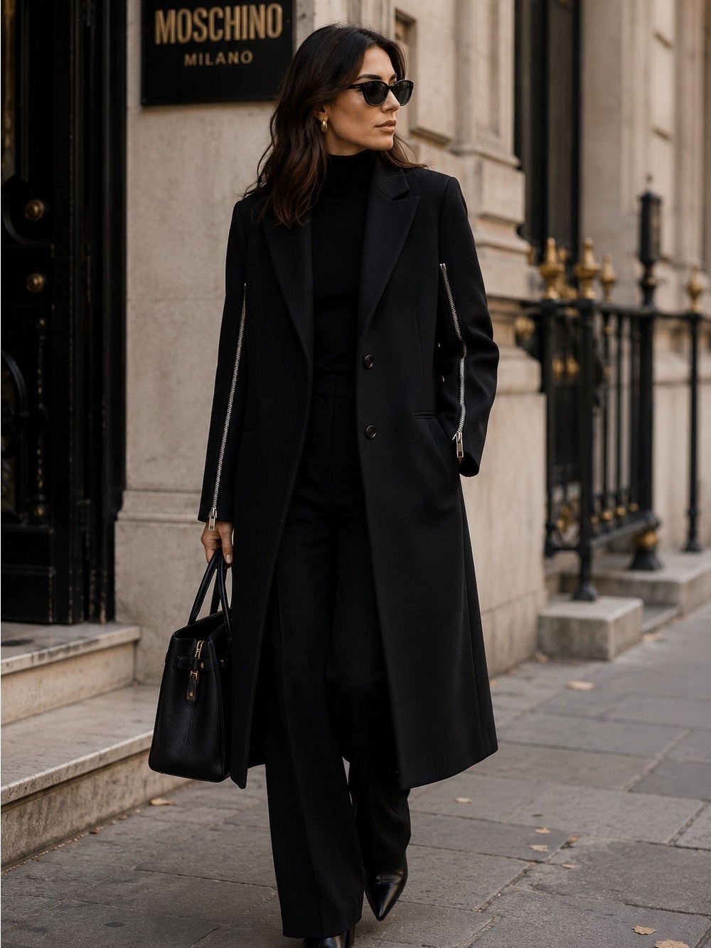 Boutique Moschino Black Virgin Wool Coat NWT IT 46 US 10 Designer